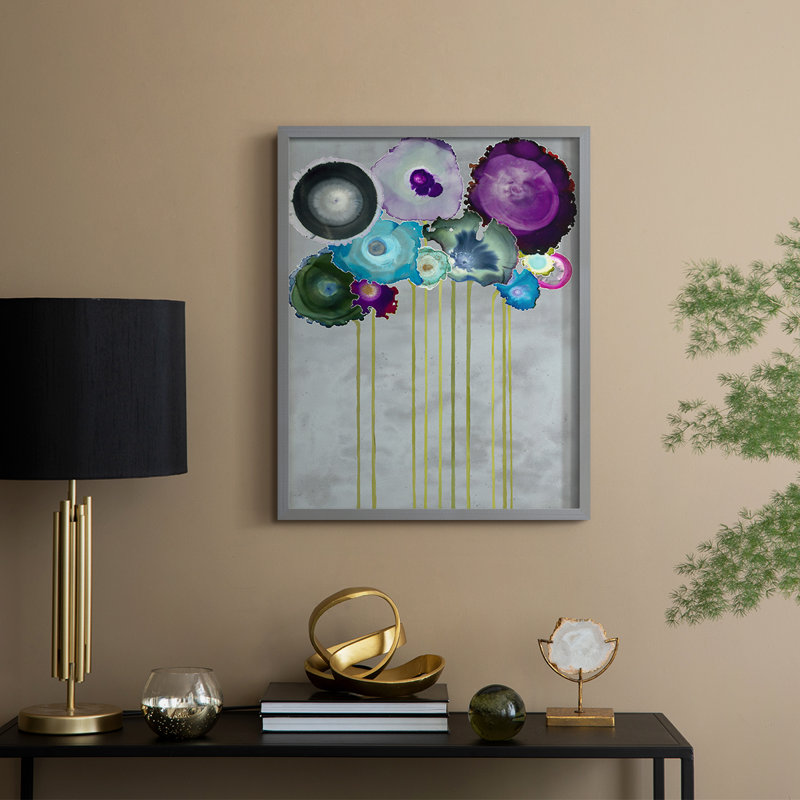 Reproduction encadrée bouquet argenté - bois massif, 30" H x 24" W, Grey