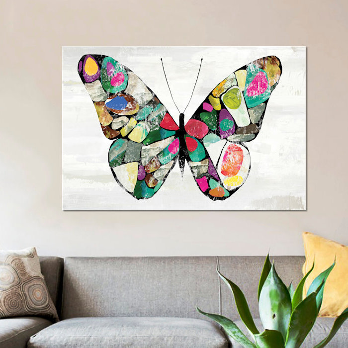 « papillon », impression sur toile, H 8 po x l 12 po x P 0,75 po, Pas de tapis, Toile tendue