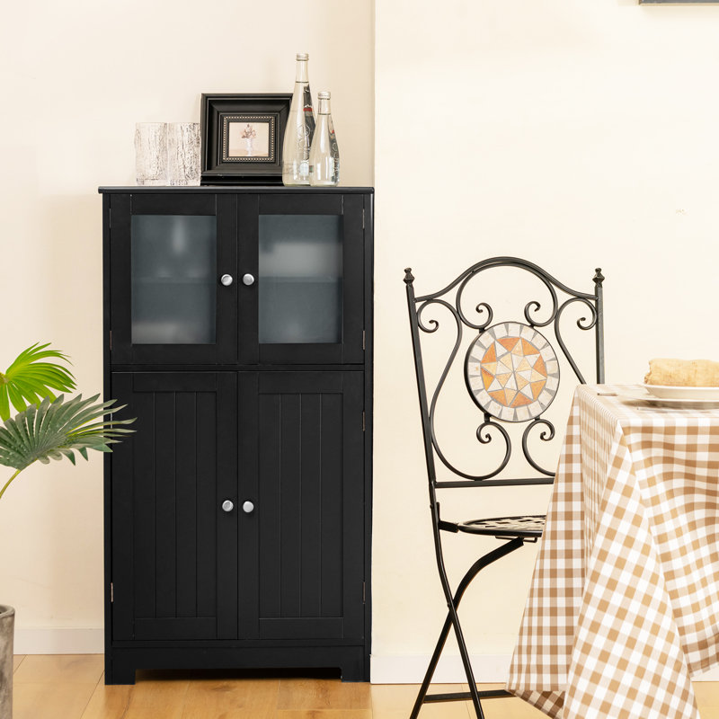 Armoire de cuisine Florena avec portes et tablette réglable, Noir, noir, noir, noir