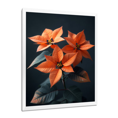Nocturne Nirvana orange noir Poinsettias - Poinsettias Wall Art Living Room