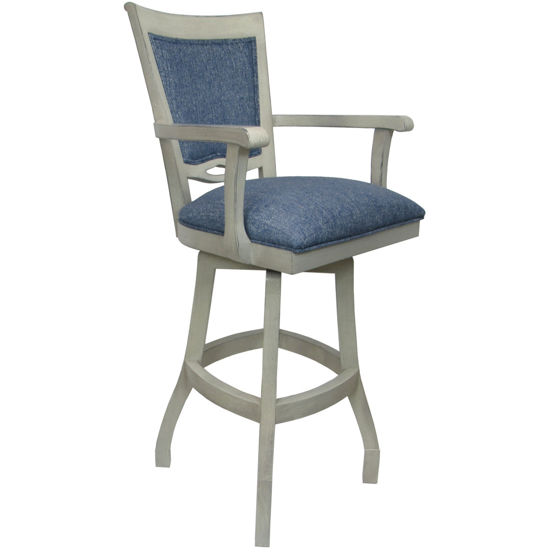 Wala Swivel Upholstered Counter Stool with Solid Wood Frame Ebern Designs Seat 