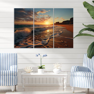«Beach Golden Coast III», reproduction sur toile 3 pièces
