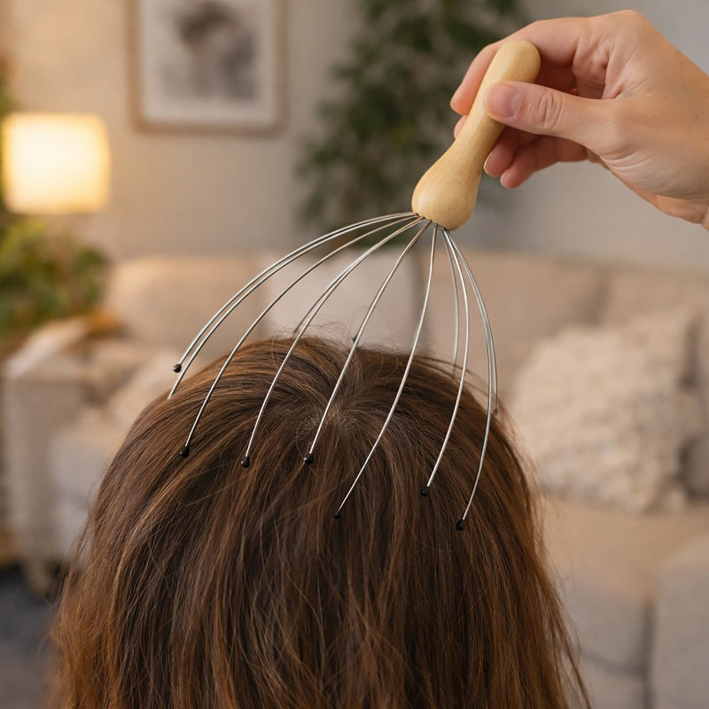 Wooden Handle Scalp Massager