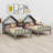 Double Platform Bed With House-Shaped Headboard And A Built-In Nightstand-1907484596