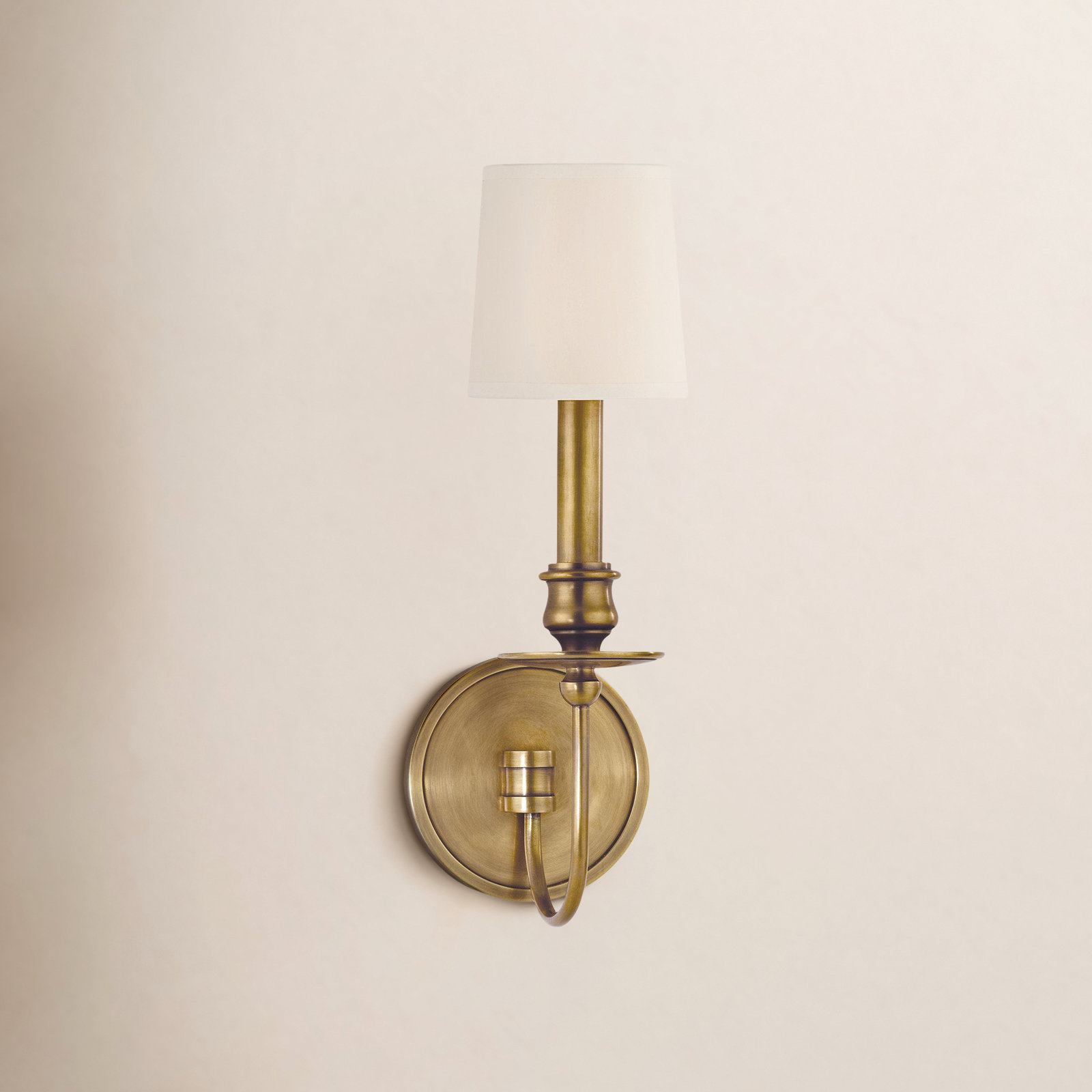Coby Single Light Dimmable Candle Wall Light, Aged Brass, Cream