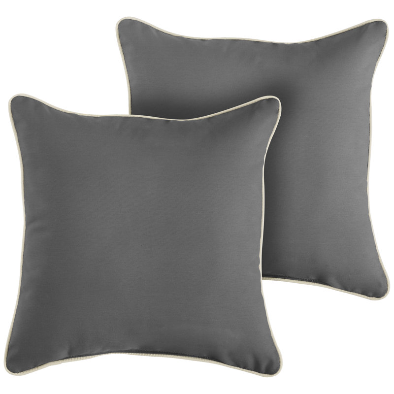 Outdoor Throw Pillow, 22" x 22", Charcoal