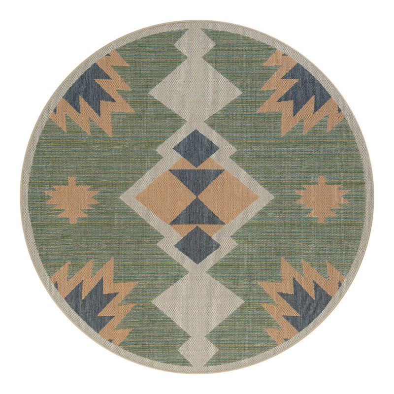 Lauryn Machine Woven Moroccan Indoor and Outdoor Area Rug, Round 6'1"