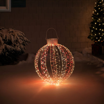 Ornement boule de Noël à DEL à lumières 3D - 24 po - rouge et blanc chaud