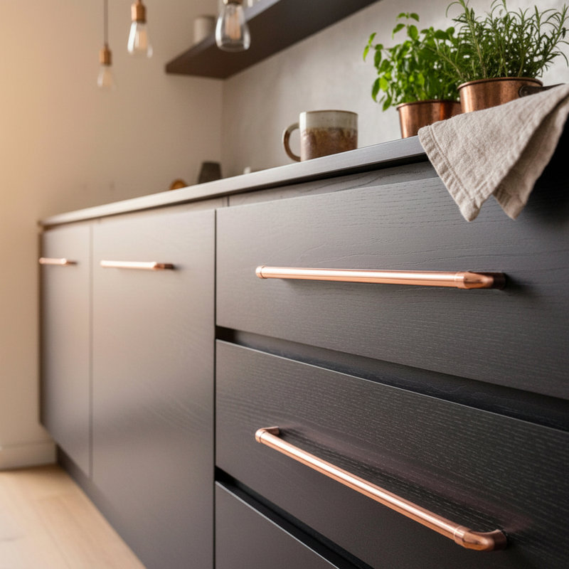 QuirkHub Handmade Copper Degree Bar Handle, 3.5cm H x 14.5cm W x 1.5cm D