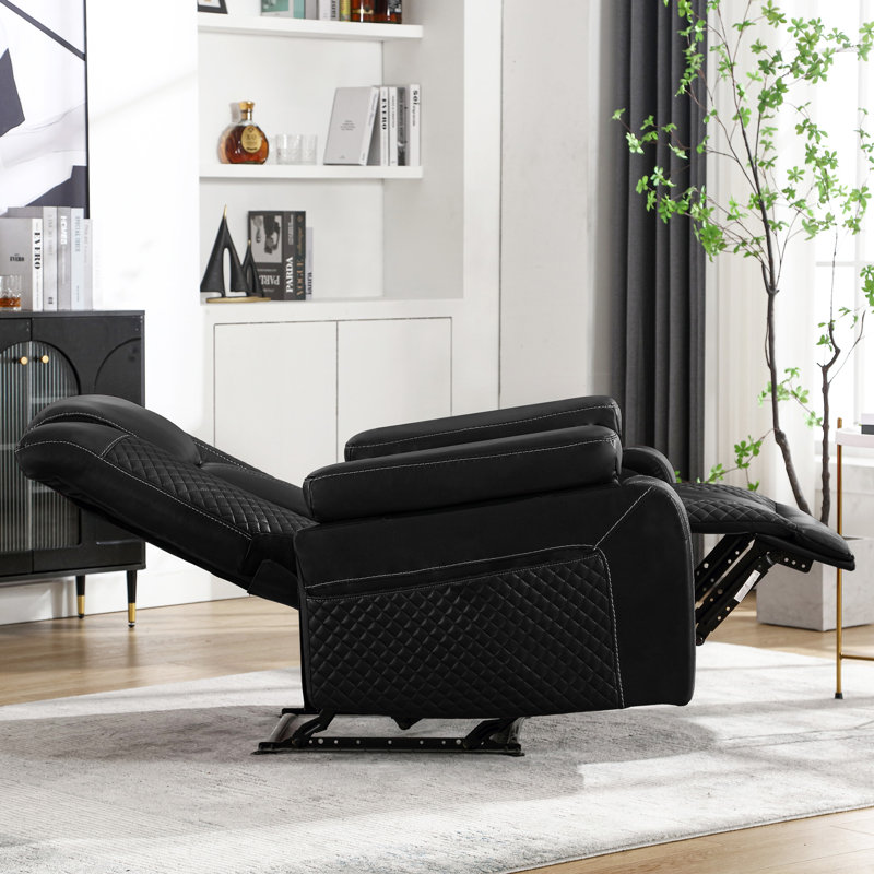 Siège de cinéma maison inclinable en cuir respirant et moderne de 37 po de largeur, Noir