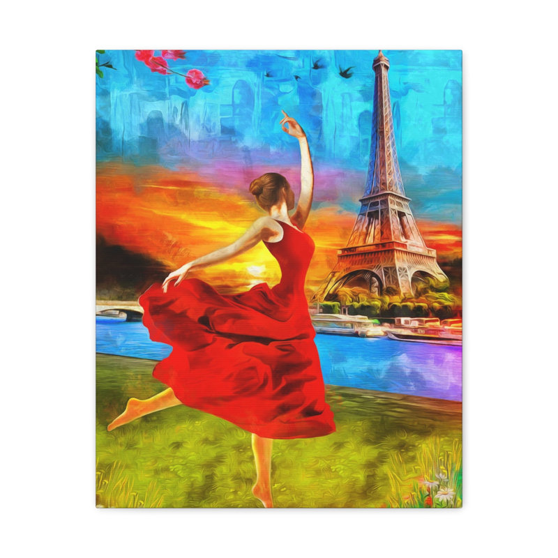 red dress eiffel tower painting Girl In Red Dress by Eiffel Tower, Paris