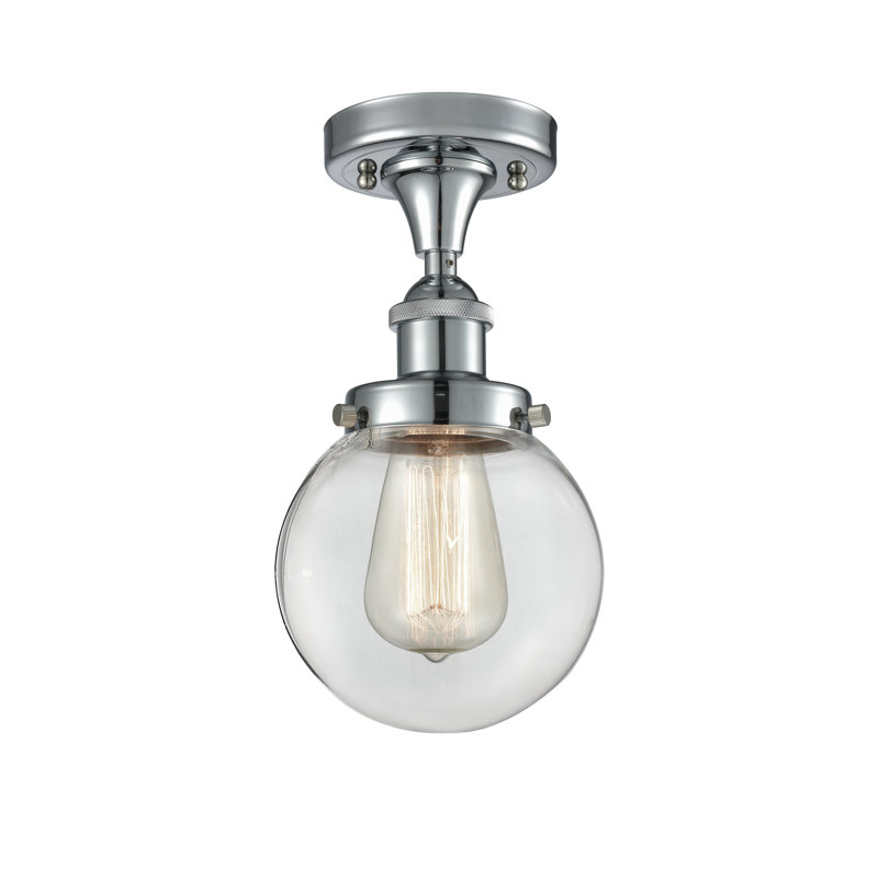 Plafonnier semi-encastré 1 lumière 6 po Chippewa, Ampoule non incluse, Transparent, Chrome poli