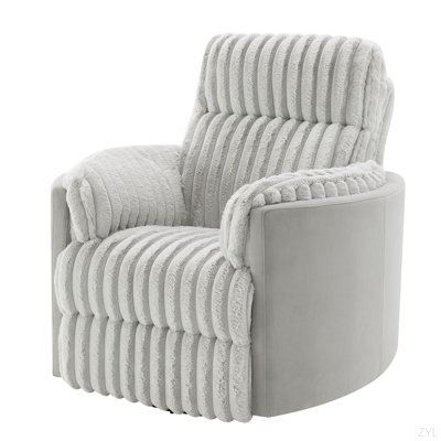 Gray Corduroy Glider Recliner W/ Swivel