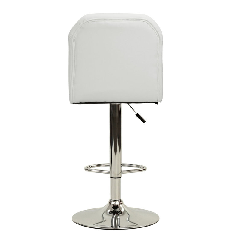 Tabouret de bar blanc en similicuir avec base en métal chromé et tabouret de bar Lift Chic