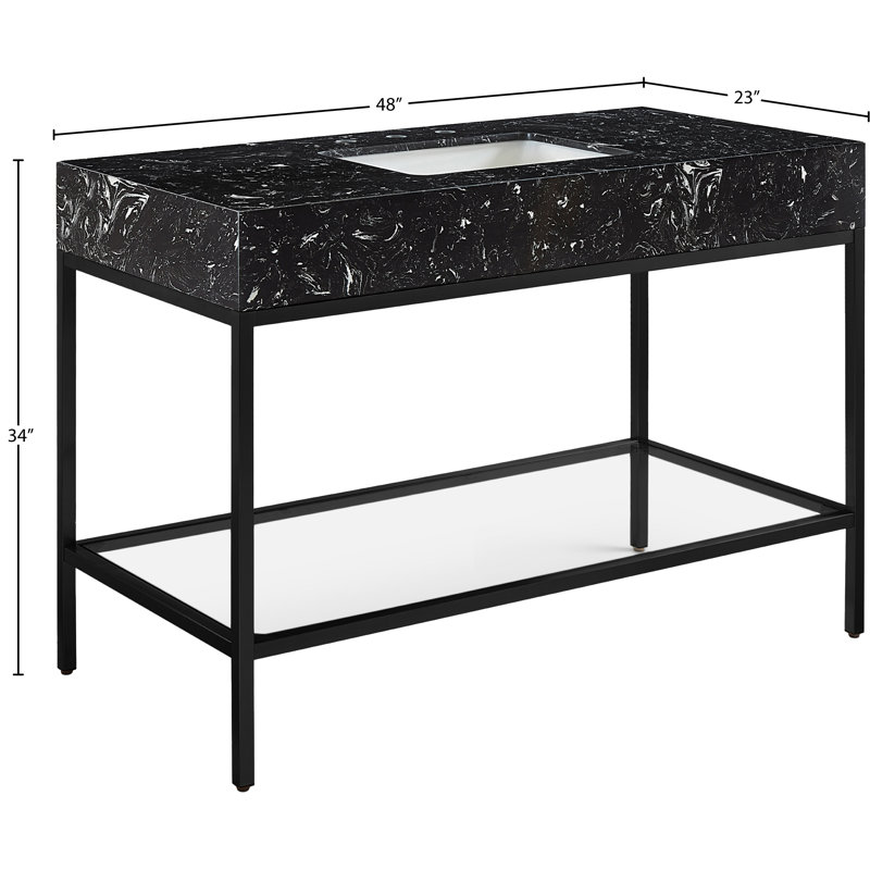 Marmo 48" Single Bathroom Vanity, Black, Matte Black
