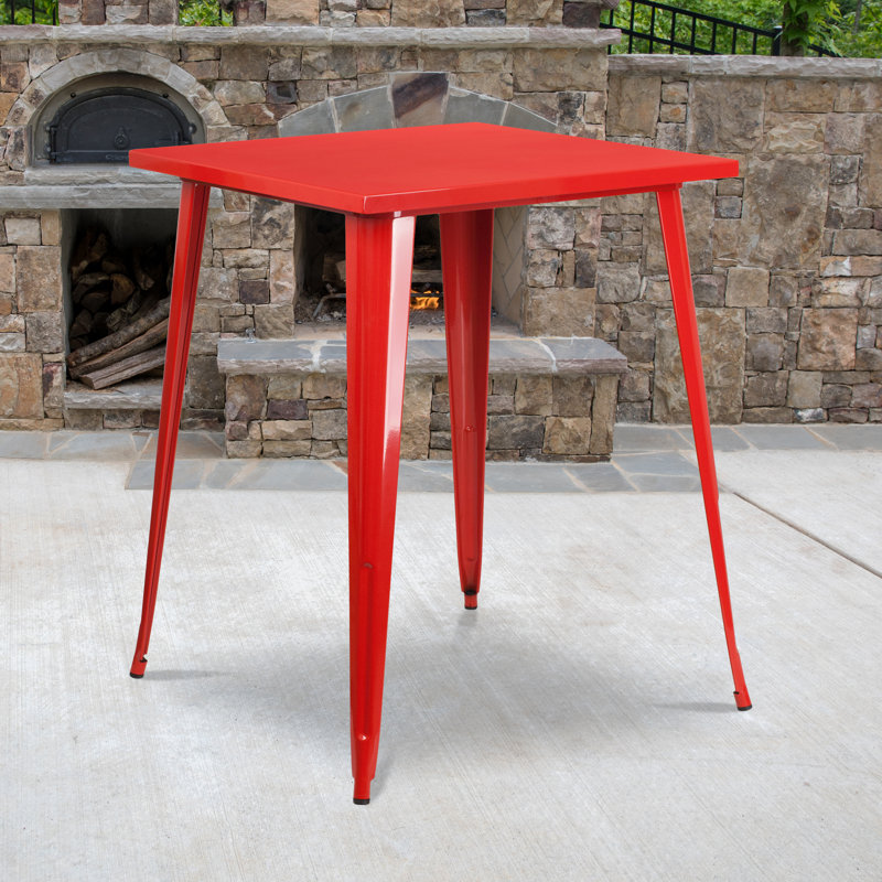 Table carrée intérieure / extérieure Angeleca, Rouge, l 33,25 po x L 33,25 po x H 40,75 po