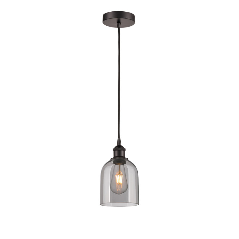 Edison Anacaren 1 Light 6" Cord Hung Pendant-616-G558, Oil Rubbed Bronze, Light Smoke