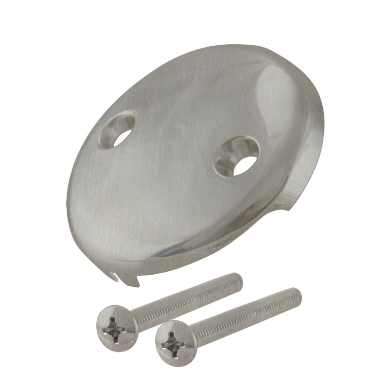3-1/8" Two-Hole Bathtub Overflow Faceplate and Screws, Stainless Steel