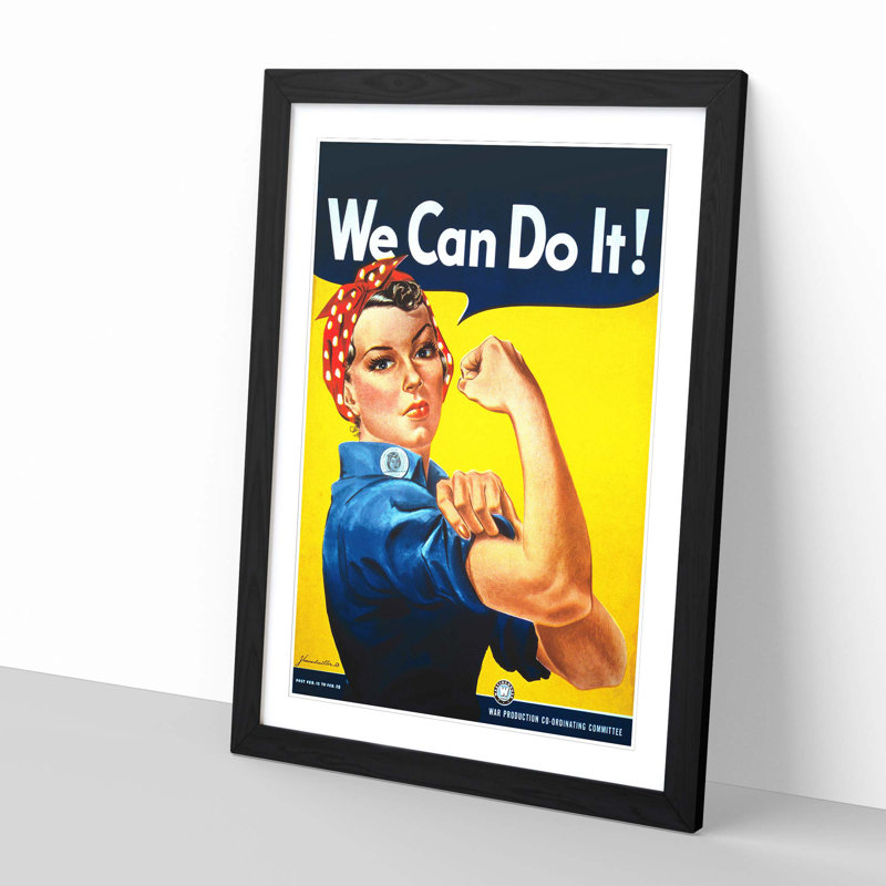 Rosie the Riveter We Can Do It War Framed Vintage Advertisement - Framed Print, Black
