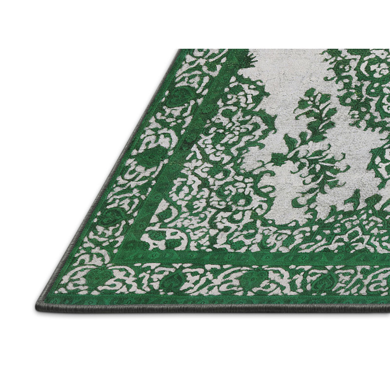 Tapis vert de style oriental, Rectangle 7 pi x 9 pi