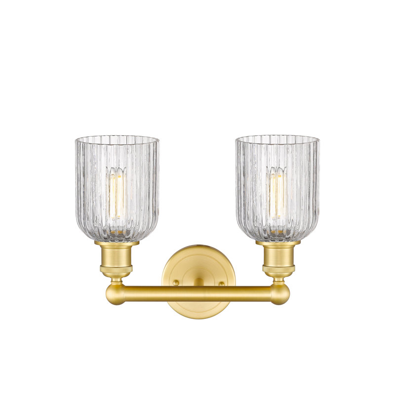 Abat-jour de salle de bain 2 lumières Edison Addeline 14 po, Or satiné, Clair