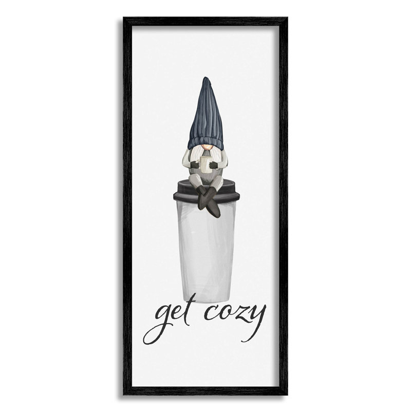 «Get Cozy» en train de siroter un gnome, estampe numérique par Ziwei Li, H 30 po x l 13 po x P 1,5 po
