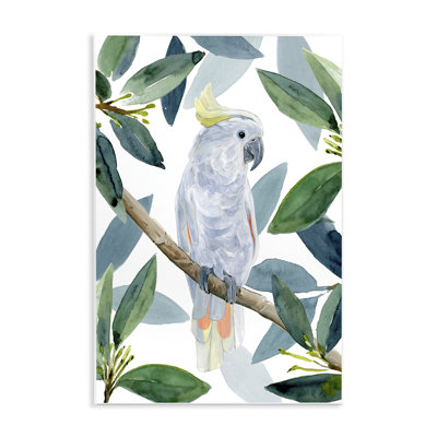 «Tropical Cockatoo Bird Greenery Branches» par Annie Warren - reproduction d'art