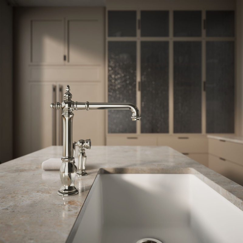 Artifacts® Single Handle Kitchen Sink Faucet with Accessories, Vibrant Polished Nickel