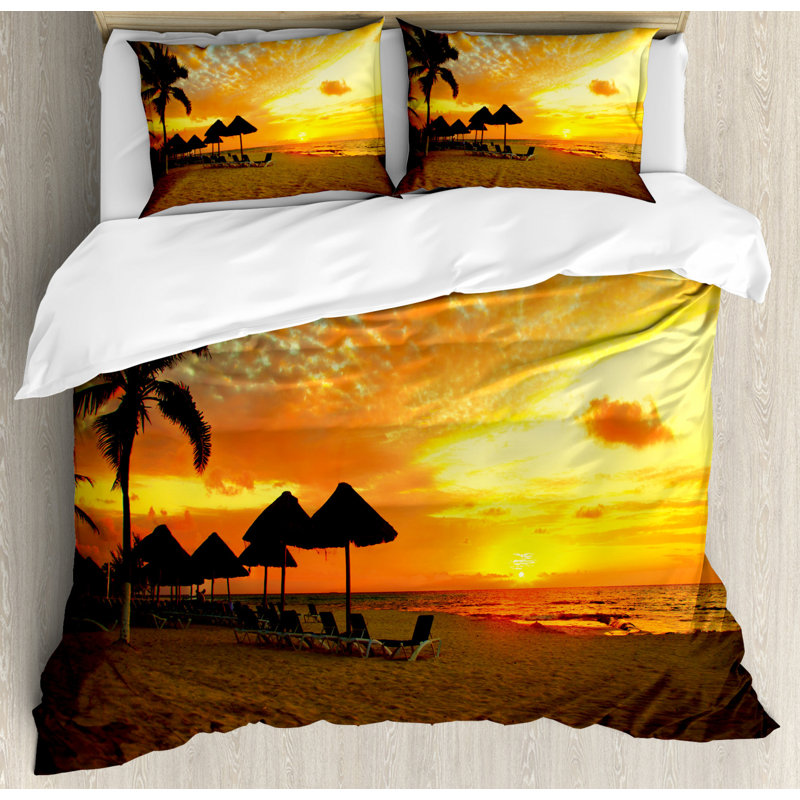 Coastal Polyester Duvet Cover, Queen Duvet Cover + 2 Shams