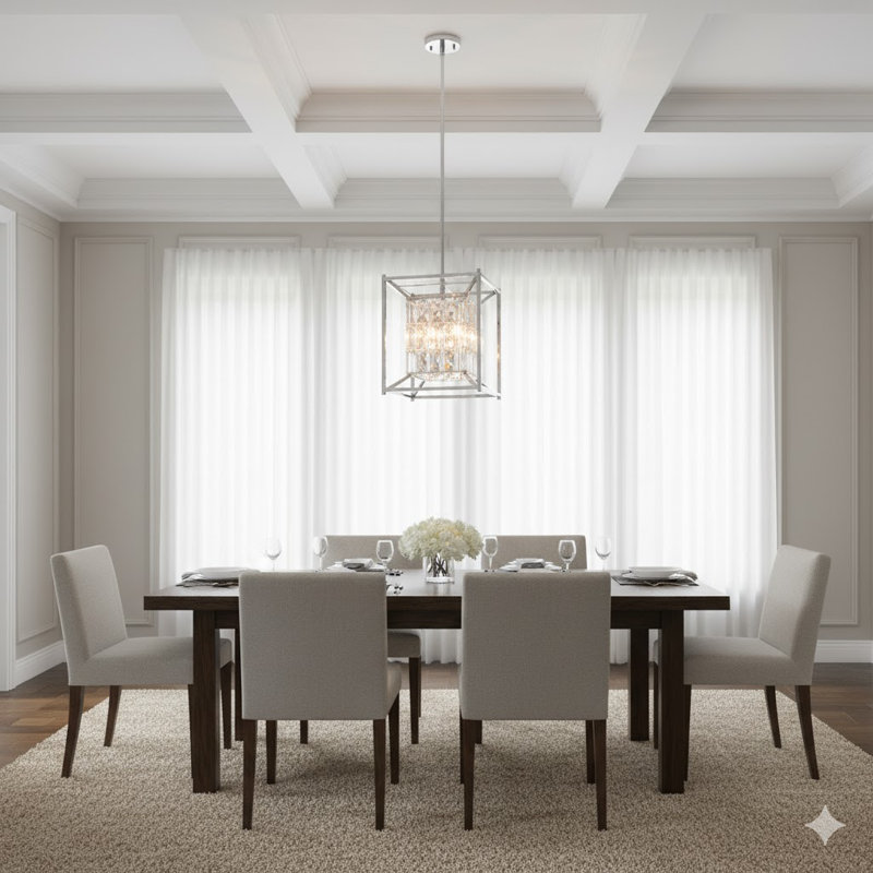 Transitional 4-Light Chrome Pendant With Clear Crystals