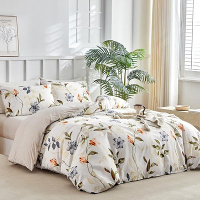 Microfiber Floral Duvet Cover Set