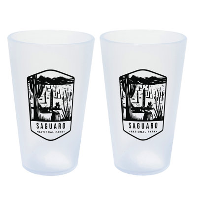 Silipint: Saguaro National Park Pint Glasses: 16oz: 2 Pack - Themed Print Icicle Silicone Cups, Unbreakable