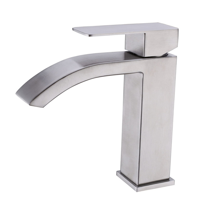Robinet de lavabo de salle de bain à poignée simple à cascade, Noir mat