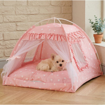 Lit-tente de style princesse pour chats et petits chiens, charmant abri intérieur, nid de style caverne pour chiots chatons, rose, dimensions 15,7 po x 15,7 po x 14,5 po