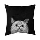 Watching cat - 18"x18" Throw pillow cover - Poly twill - Print on demand