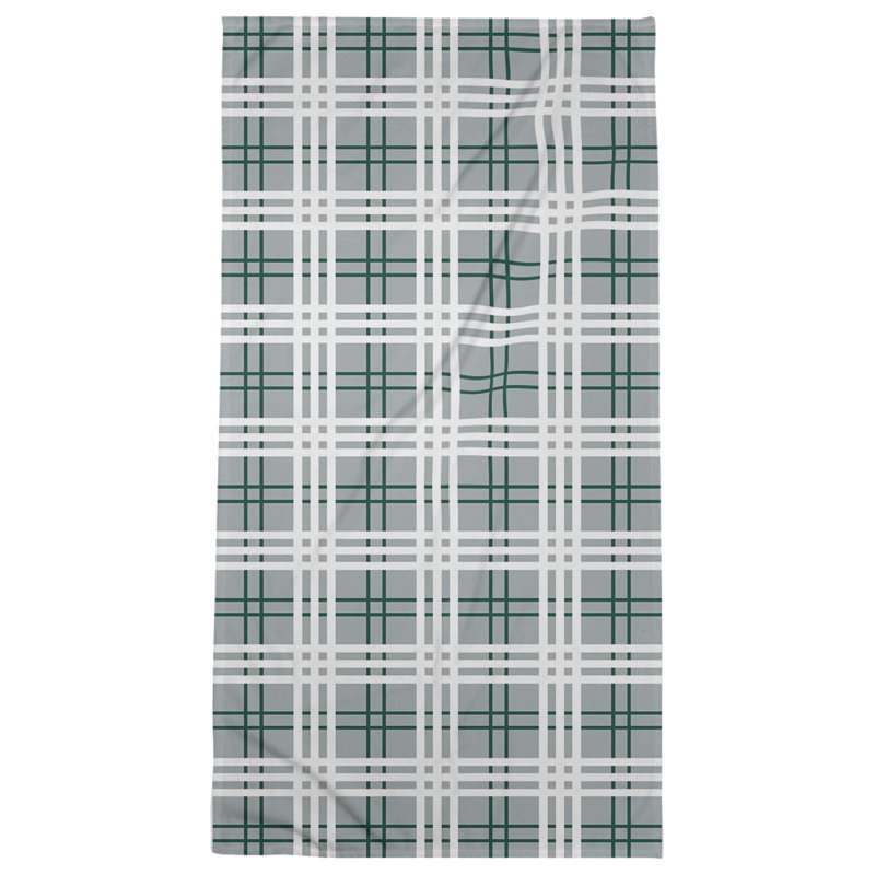 Bath Towel, Gray/Hunter Green/White, Polyester/Cotton Blend