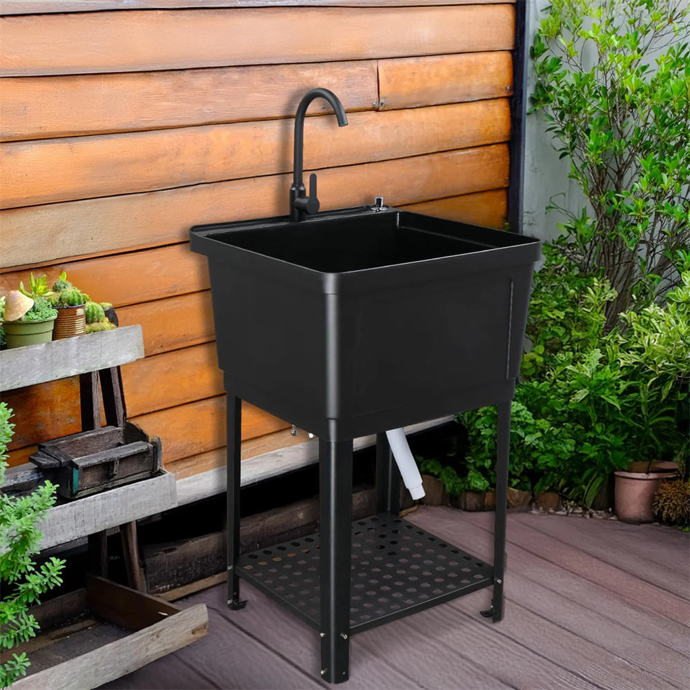 Plastic Utility Sink Freestanding With Storage Shelf Winado Sink 
