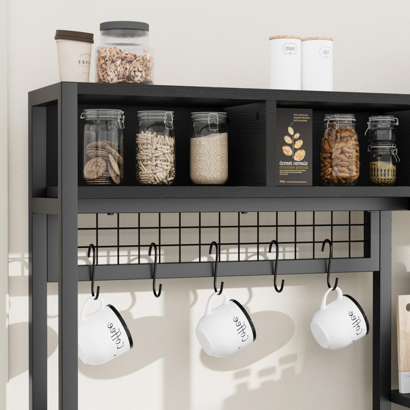 Étagère de rangement avec petit réfrigérateur Bakers, Noir