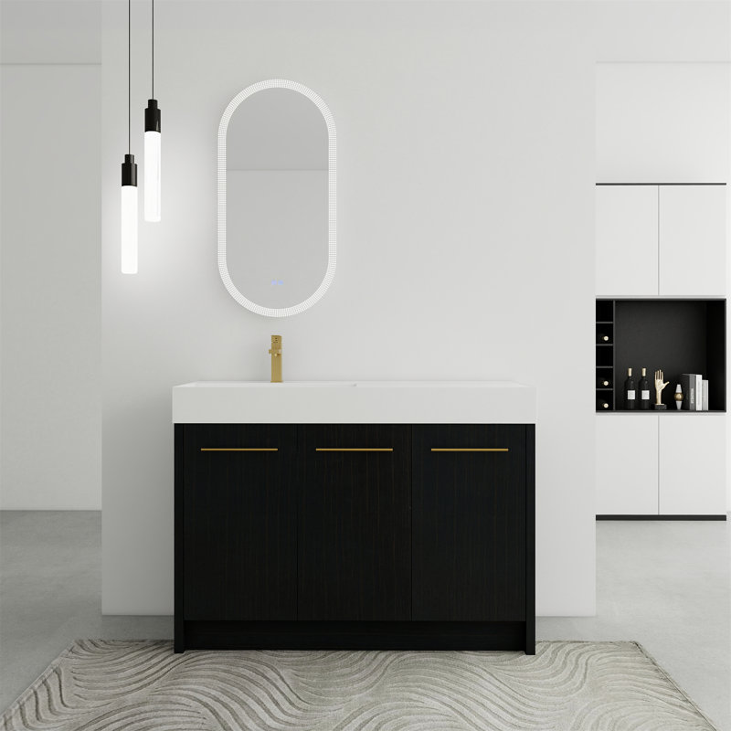 Meuble-lavabo autoportant avec lavabo en résine