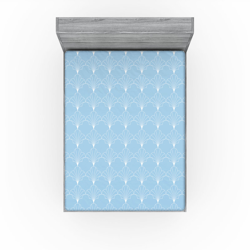  Ensemble de draps-housses pour chambre d'amis, Bleu clair / blanc, Double