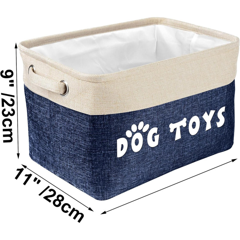 Dog Toy Basket, Collapsible Dog Toy Bin Box With Comfortable Handles, Large Dog Toy Storage Organizer For Dog Accessories, Pet Toys, Dog Coat & Clothing