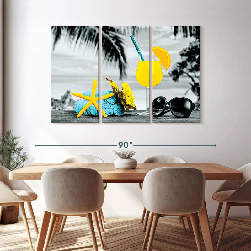 «Cocktail Summertime Pop», ensemble de 3 reproductions sur toile par L. C. Sutton Creations, H 48 po x l 74 po x P 1,25 po