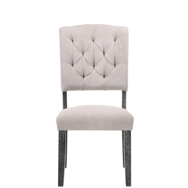 Chaises d'appoint (2) - Lin beige et gris, paire de chaises en lin de conception élégante et stable, dossier haut, structure