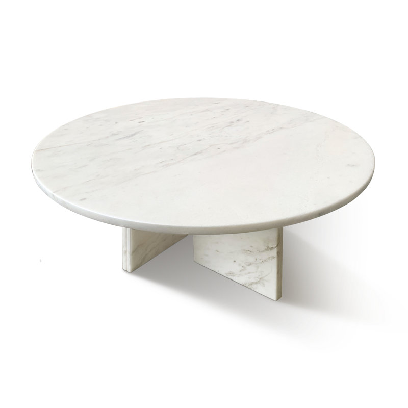Table basse en marbre facile à assembler - pierre naturelle beige, surface polie, décoration intérieure luxueuse
