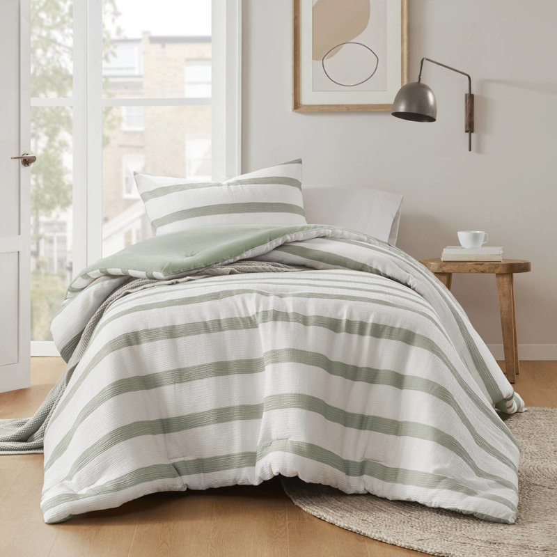 Ensemble de couette et taie d'oreiller 2 pièces pour lit simple/twin XL, rayures teintes, confort toutes saisons, lavable à la machine, 2 rayures teintes pour tous usages.