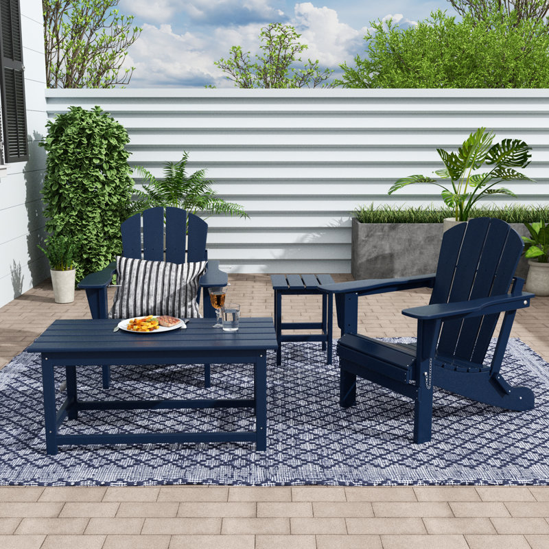 Laguna Foldable Outdoor Adirondack Chair, Navy Blue