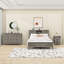 Ensemble de chambre à coucher, lit plateforme, table de chevet et commode avec tiroirs 3 pièces Halldin-342232393-342232392