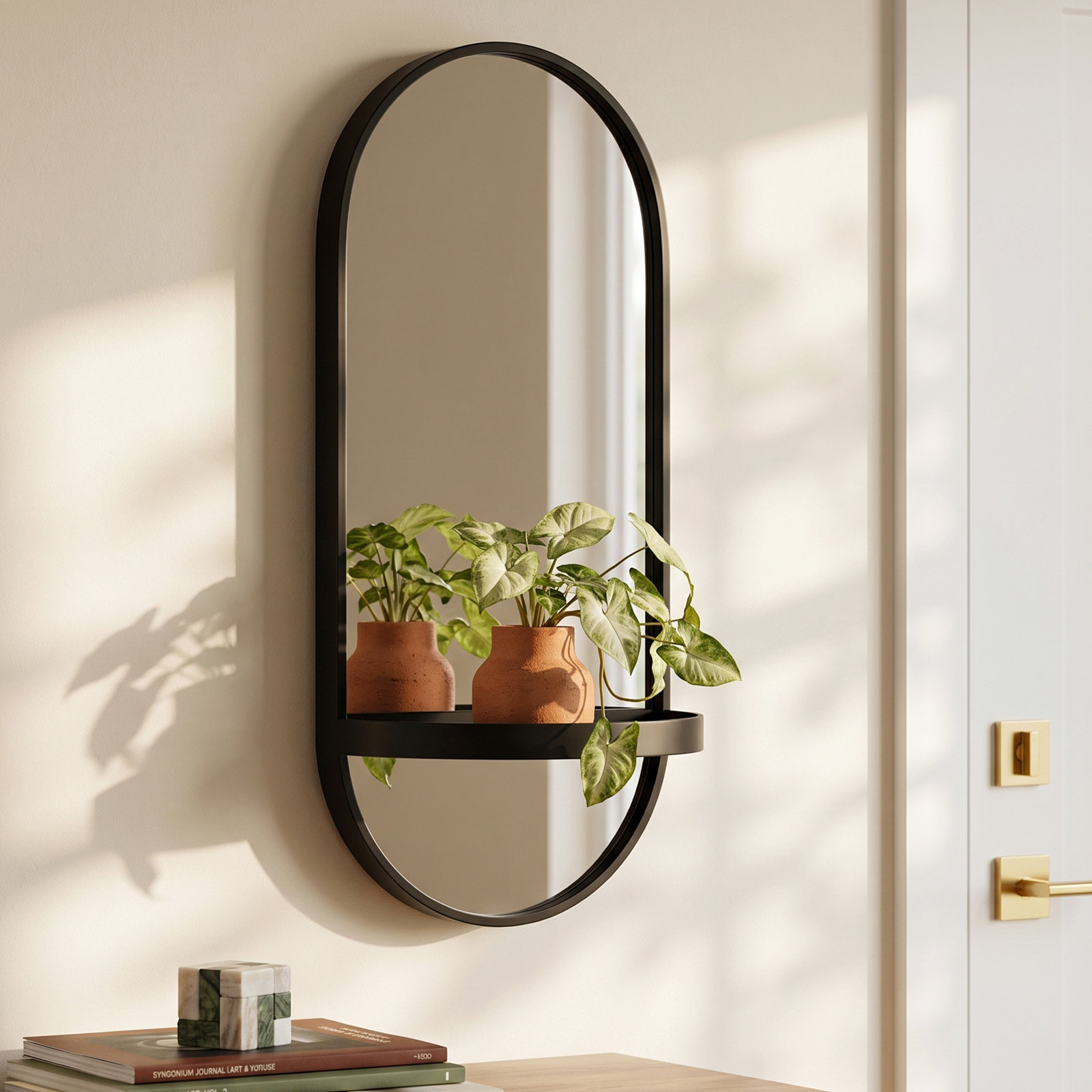 Lumi Accent Mirror, Black, 24.25" H x 11 W