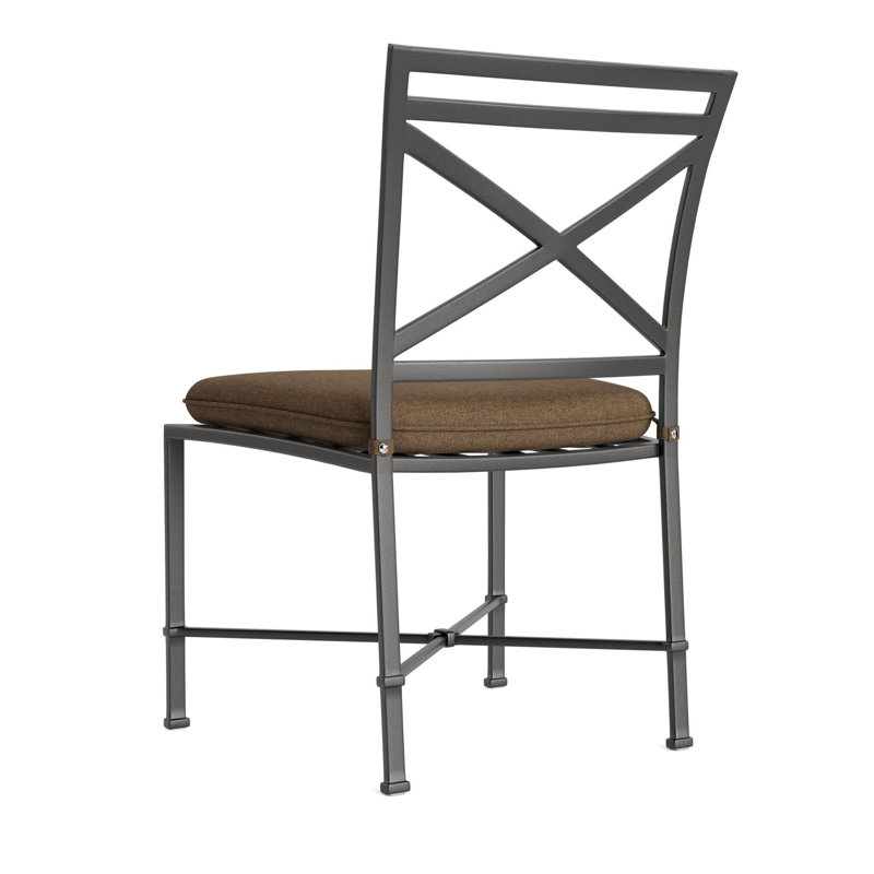 Venetian Outdoor Dining Side Chair, Fusion Moccasian, Textured Pewter, Brown
