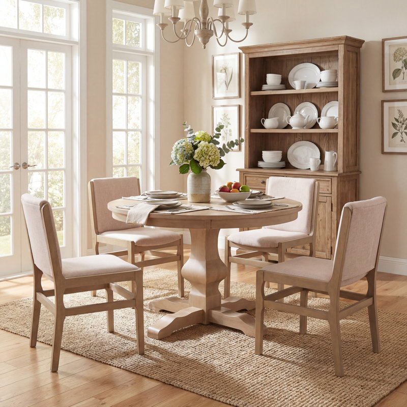 Chaises d'appoint Alagie, Frêne clair, Beige, Ensemble de 4